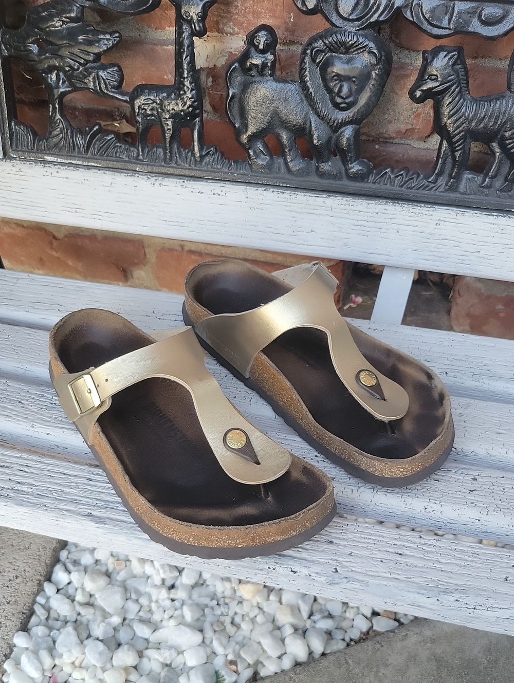 Birkenstock Women's Metallic Gold Toe-Post Sandals